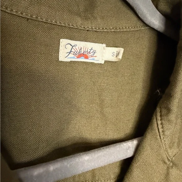 ✨ Faherty Palos Verdes Shirt Dress Olive Green Linen Blend Small ✨ - Picture 4 of 6